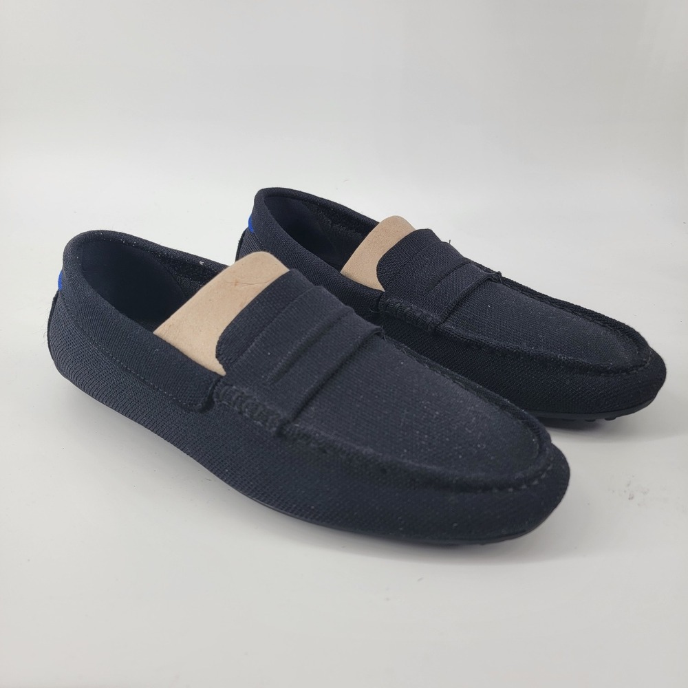 Rothy's The Driving Loafer Men 9.5 Navy Blue Knit Sustainable Penny Shoes